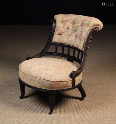 A Low Victorian Upholstered Salon Chair.