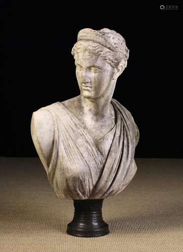 A Late 18th/Early 19th Century Weathered Marble Bust of Diana after the Antique,