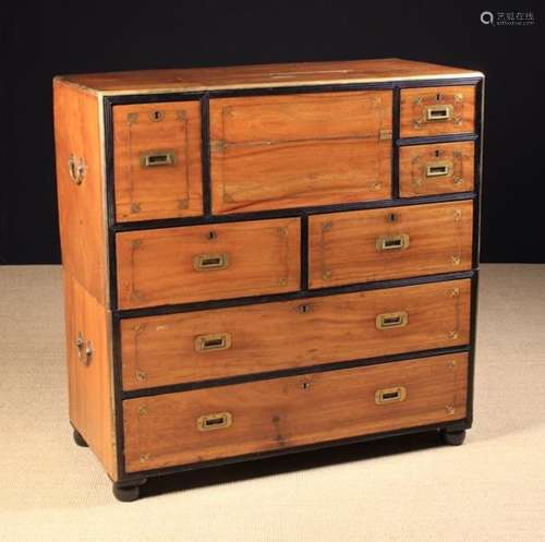 A 19th Century Anglo Chinese Two Part Military Campaign Chest with Secrètaire.