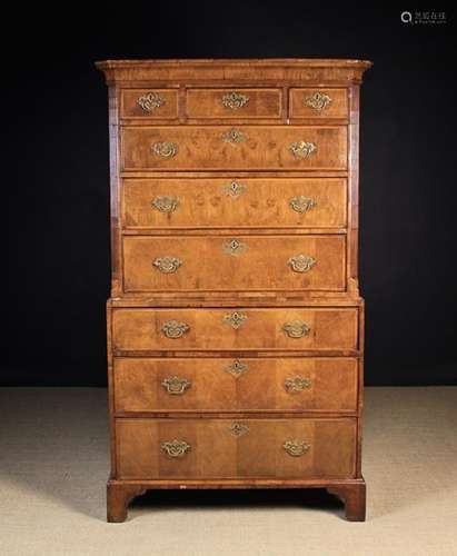 A Mid 18th Century Figured Walnut Veneered Chest on Chest.