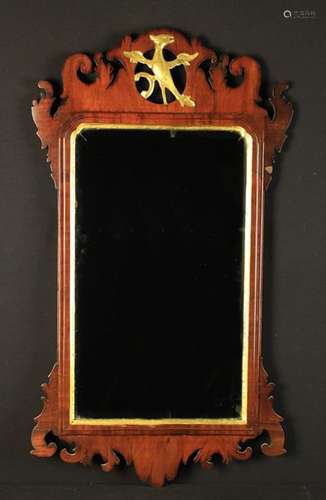 A Georgian Mahogany & Parcel Gilt Wall Mirror.