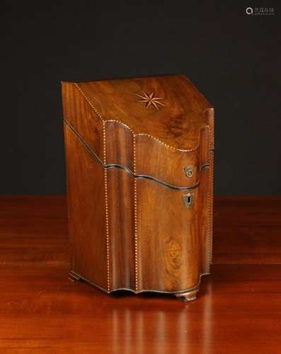 A Fine Georgian Mahogany Serpentine-front Stationary Box inlaid with stringing.