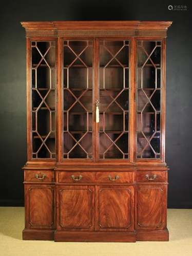 A Fine George III Mahogany Breakfront Secrètaire Bookcase, Circa 1770.