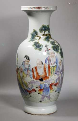 Chinese Late Qing Famille Rose Lg Porcelain Vase