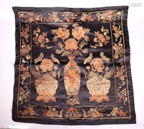 Chinese Qing Dynasty Silk Brocade Antiques Square