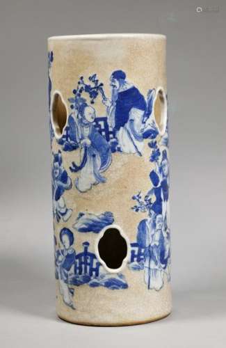 Chinese Crackle Blue & White Porcelain Hat Stand