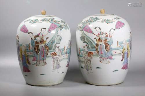 Mirror Pr Chinese Qing Famille Rose Porcelain Jars
