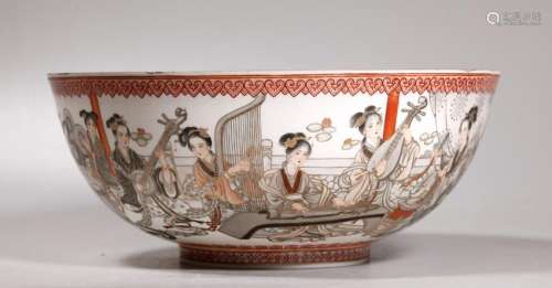 Large Chinese Eggshell Porcelain Musicians Bowl