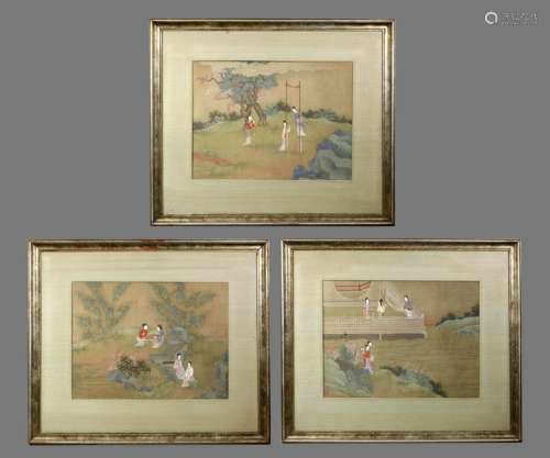 3 Chinese 18/19 Century Album Paintings on Silk