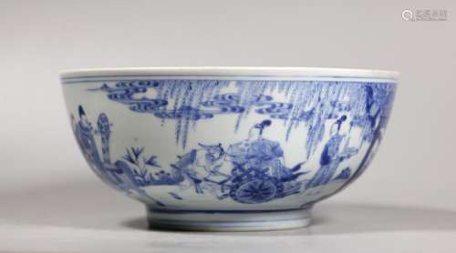 Chinese 17 C Kangxi Blue & White Porcelain Bowl