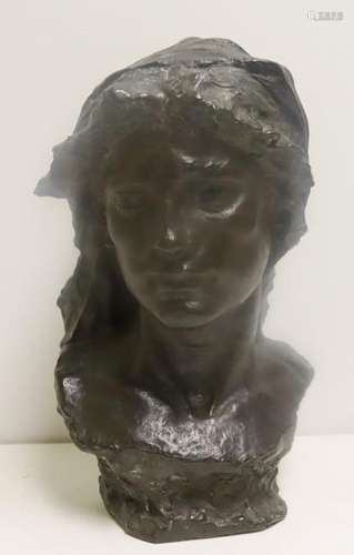 Prof Fortini Signed Bronze Bust Of  A  Beauty .