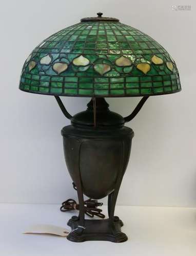 Tiffany Studios Bronze Table Lamp With Acorn Shade