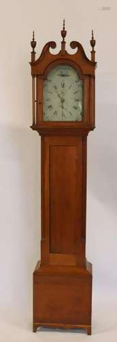 UNSIGNED Antique Tallcase Clock In Pine Case