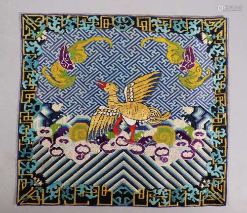 Chinese Qing Dynasty Silk Rank Badge