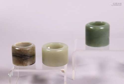 3 Chinese Qing Dynasty Jade Archer's Rings