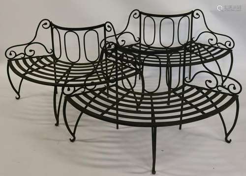 Lot Of 3 Antique Wrought Iron Benches.