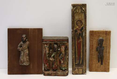 Lot Of 4 Wood Carvings Or Carved Figures