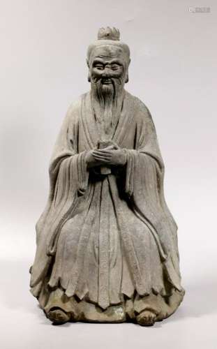 Chinese Qing Dynasty White Bronze Daoist Figure