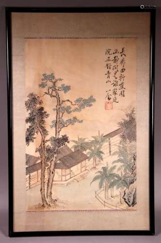 Chinese Ink Painting on Paper: Scholar's Garden