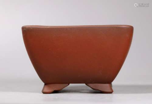 Chinese Small Yixing Square Planter on 4 Feet
