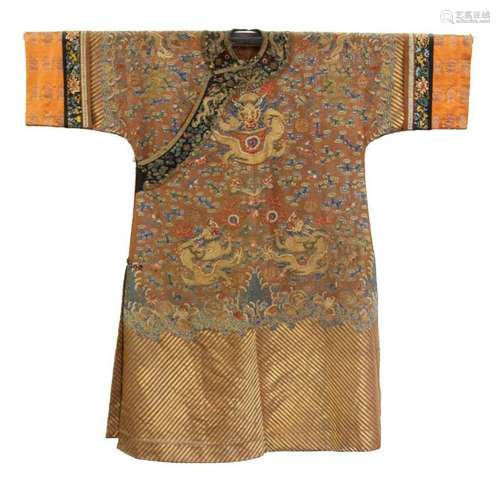 A Brown Ground Gauze Summer Lady's Dragon Robe.