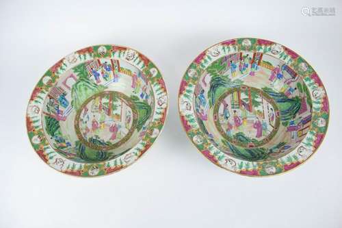 A Pair of Rose Medallion Export Basins.