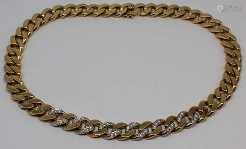 JEWELRY. Bi-Color 18kt Gold and Diamond Chain.