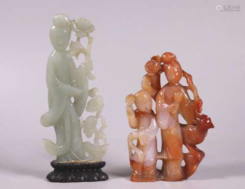 Chinese Carved Jade Beauty; Carved Agate Beauty