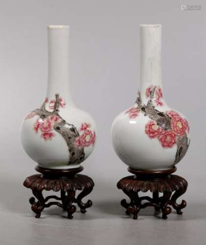 Pr Chinese 19/20 C Porcelain Cabinet Vases