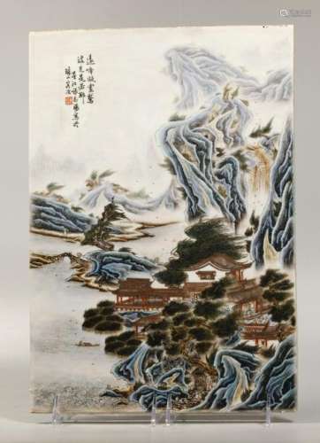Chinese Enameled Porcelain Landscape Plaque