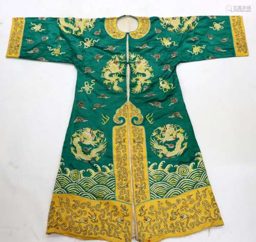 Chinese Long Embroidered Silk Coat