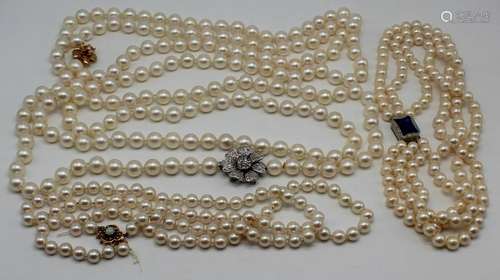 JEWELRY. Pearl Necklace Grouping.