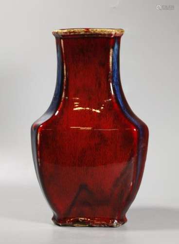 Chinese Hexagonal Flambe Vase
