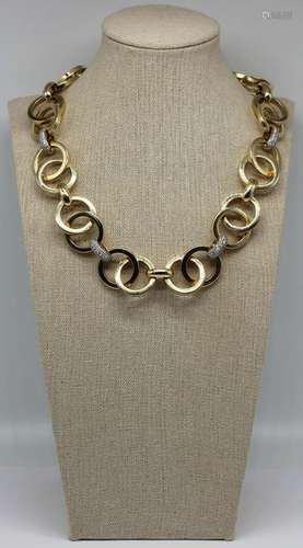 JEWELRY. 14kt Gold and Diamond Necklace.