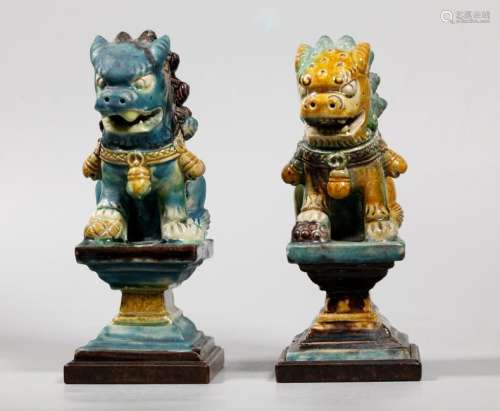 Chinese Ming / Qing Fahua Roof Tile Buddhist Lions