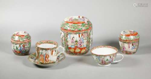 6 Chinese Rose Mandarin Enameled Porcelains
