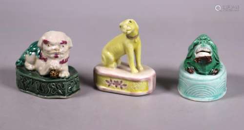3 Chinese Enameled Porcelain Miniature Animals