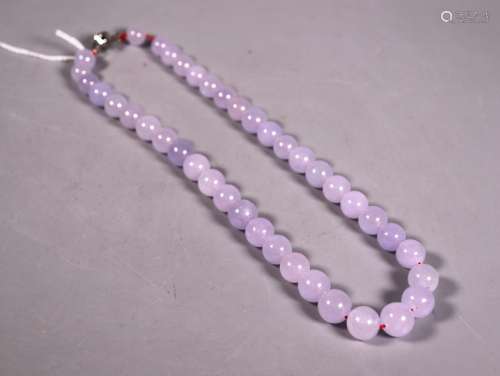 Chinese Natural Pale Lavender Jadeite Necklace