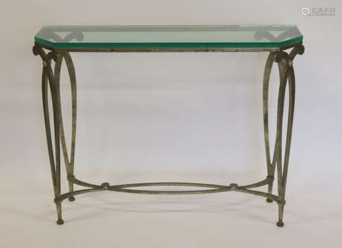 Vintage Neoclassical Style Iron Console Table.