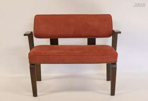 Midcentury Thonet Upholstered Bentwood Settee