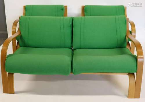 Midcentury 3 Piece Upholstered Bentwood Set.