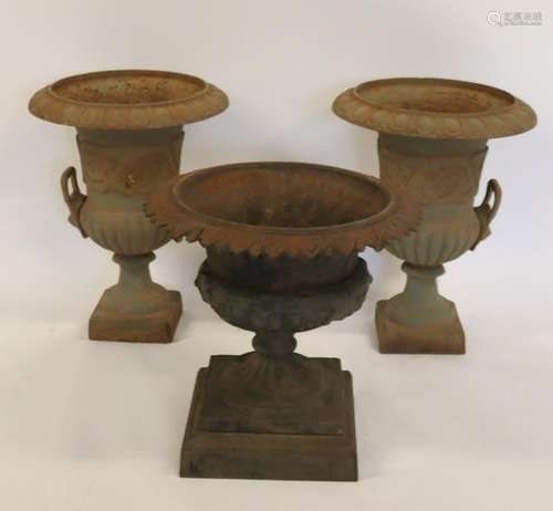 Lot Of 3 Antique Cast Iron Urns.