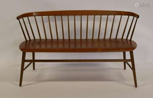 Midcentury Spindle Back Settee With Laminate Seat