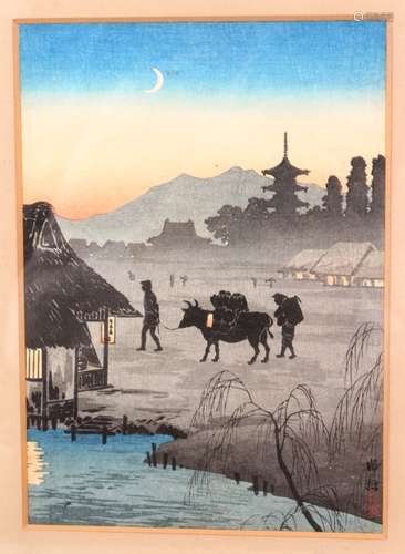 A GOOD JAPANESE MEIJI PERIOD WOODBLOCK PRINT BY SHOTEI, titled 