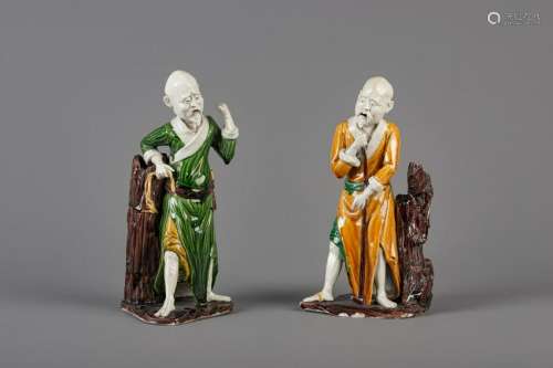 Two Chinese sancai glazed figures representing Shou