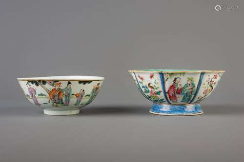 Two Chinese famille rose bowls, 19th C.