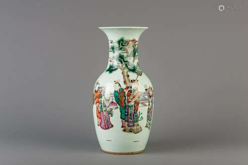 A Chinese famille rose vase with figures in a garden,