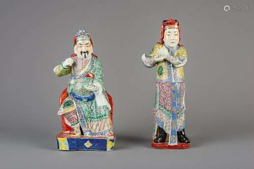 Two Chinese famille rose figures of dignitaries, 19th