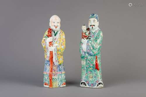 A pair of Chinese famille rose figures of immortals,