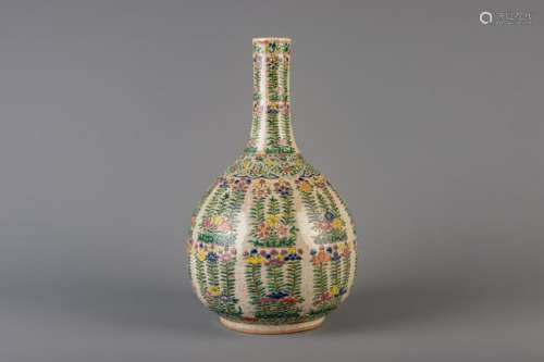 A Chinese Nanking famille rose crackle glazed vase with